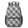 thumbnail image 1 of Gray and White Checkered Pattern 17" School Backpacks for Teens,Waterproof Oxford Fabric,S-Shape Padded Straps for School,Travel,Hiking,Camping, 1 of 6