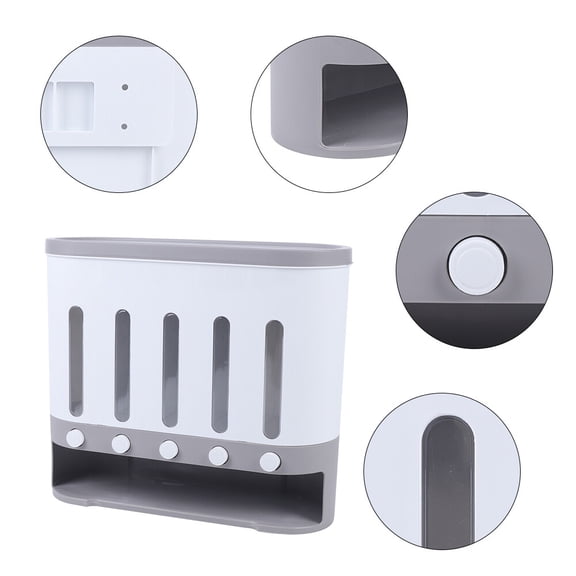Gray and White Dry Food Dispenser, Storage Dispenser, Storage Containers Set Column 5 Compartments Food Dispenser