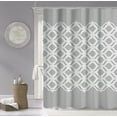 thumbnail image 1 of Gray and White Printed Lattice Shower Curtain, 1 of 3