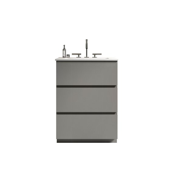 Gray facade - Improved storage - Shared bathroom - Handle - free drawers