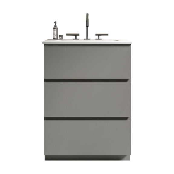 Gray finish look - Enhanced storage function - Bathroom renovation - Seamless user experience