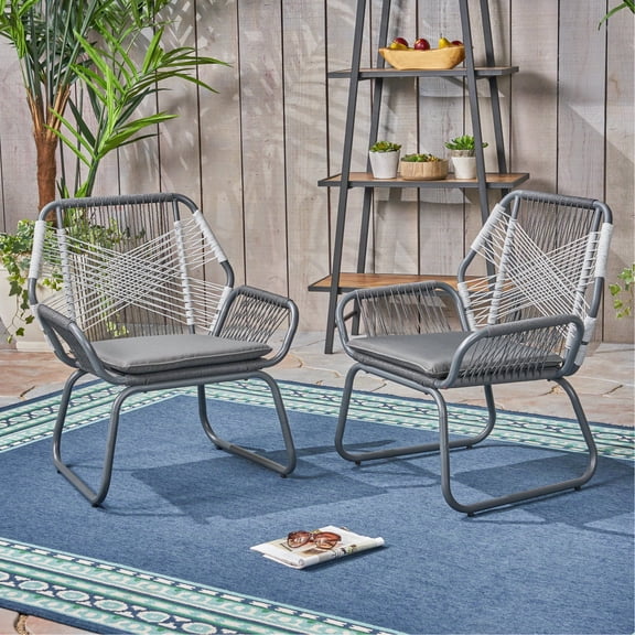 Gray frame and cushions / Summer backyard hangouts / Comfort - focused club chairs