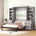 thumbnail image 1 of Gray full-size Murphy bed with storage and solid construction / Folding bed that integrates with cabinet seamlessly, 1 of 2