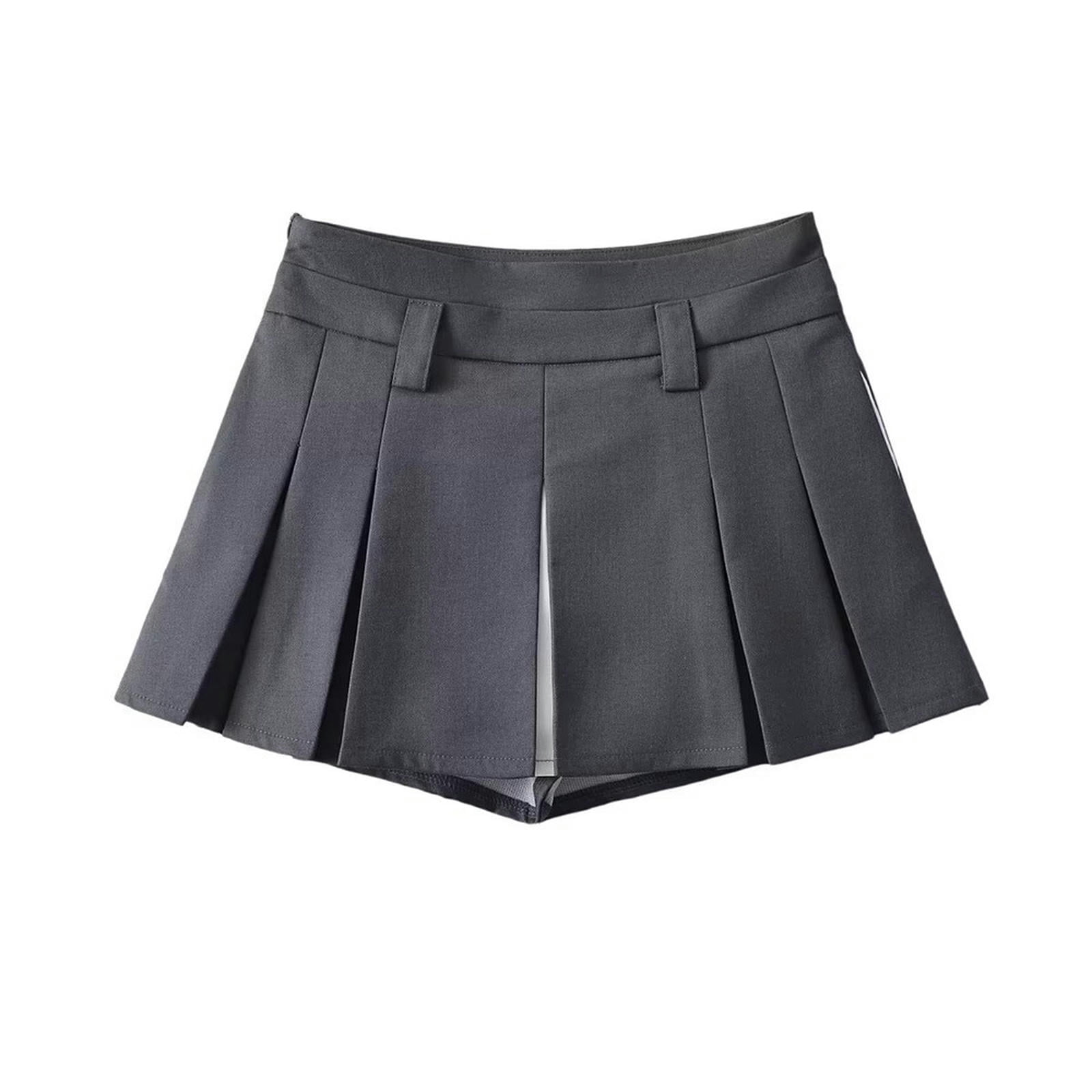 Gray pleated skirt women's summer high-waisted slimming A-line trouser ...