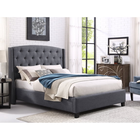 Gray polyester upholstered | Create a luxurious and relaxing bedroom haven