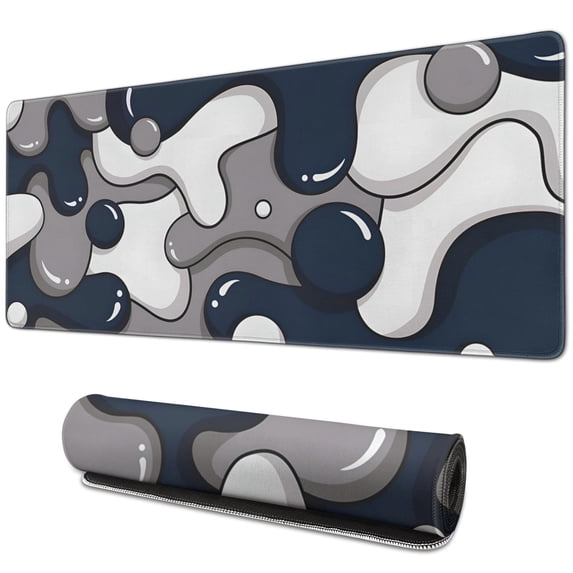 Gray-white Cartoon Camouflage desk Mouse Padwaterproofnon Slip for Office Home Work GamingmousematRubber Base Mousepad with Stitched Edges 31.5x11.8inches