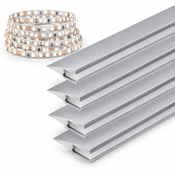 Gray with 5M LED Strip, 1M Ultra-Thin 45° Oblique Beam Under Cabinet Lighting