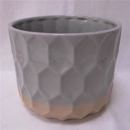 Gray with Beige Geometric Patterned Planter