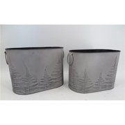 Gray with Fern Patterns Handled Buckets, Set of 2