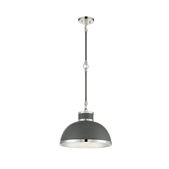 Gray with Polished Nickel Accents One Light Pendant from the Corning Collection