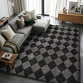 thumbnail image 1 of Pentantan 8’x 10’ Shag Area Rugs, Soft Fluffy Modern Checkered Indoor Carpet for Living Room Bedroom, Gray & Black, 1 of 7