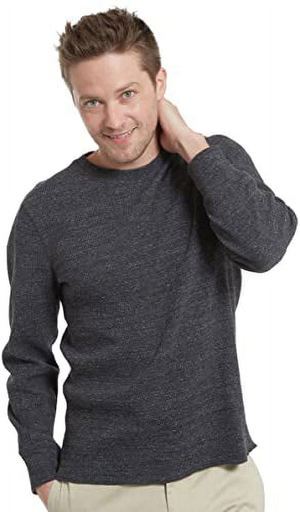 Grayers Men's Thermal Waffle Long Sleeve Crew Neck Shirt (Charcoal