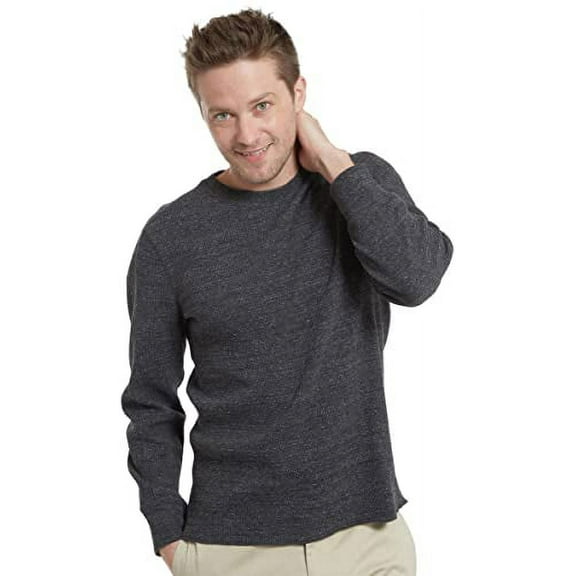 Grayers Men's Thermal Waffle Long Sleeve Crew Neck Shirt (Charcoal, XXL)