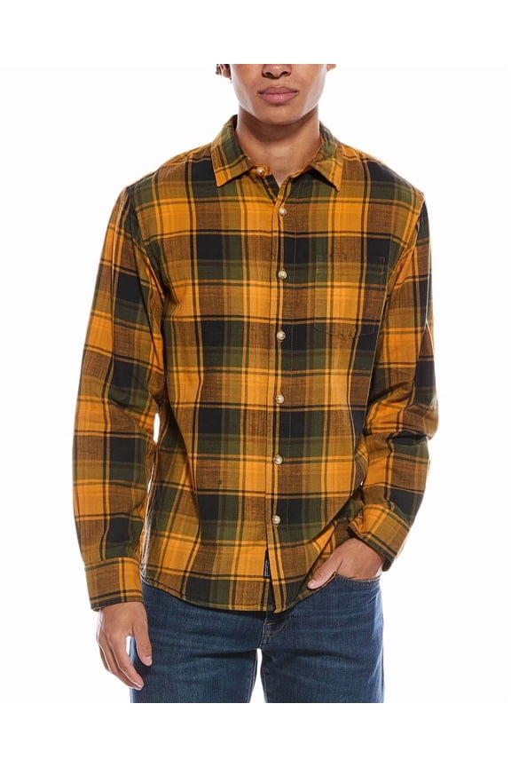 mens Herringbone Twill Shirt, s, Yellow