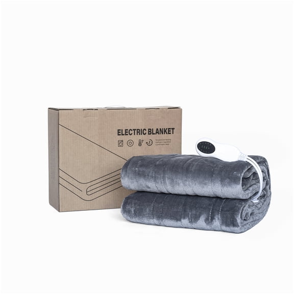 Grayish Flannelette Electric Heated Blanket 130 x 160 cm for Indoor Home Use