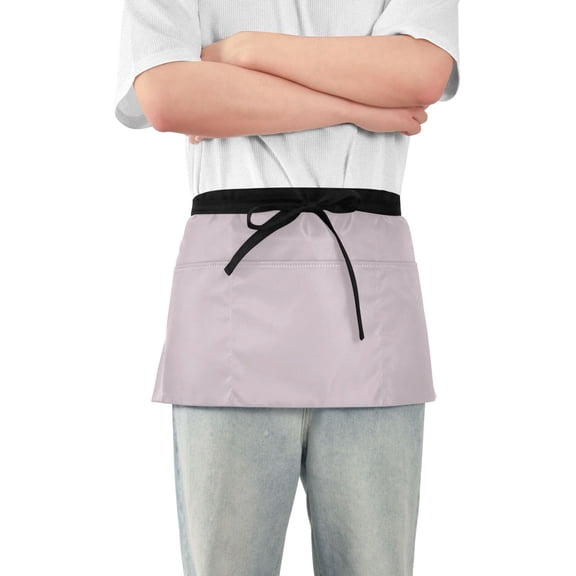 Grayish Lavender Server Apron with 3 Pockets Waterproof Waitress Waist Short Apron for Man Woman 12 Inches