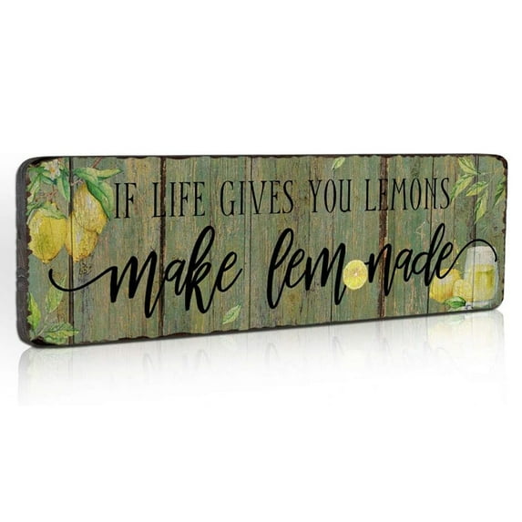 Grayish Yellow Vintage Lemon Signs for Kitchen Decor Farmhouse Wall Decor Arts Plaque 16x5 inches