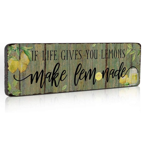 Grayish Yellow Vintage Lemon Signs for Kitchen Decor Farmhouse Wall Decor Arts Plaque 16x5 inches