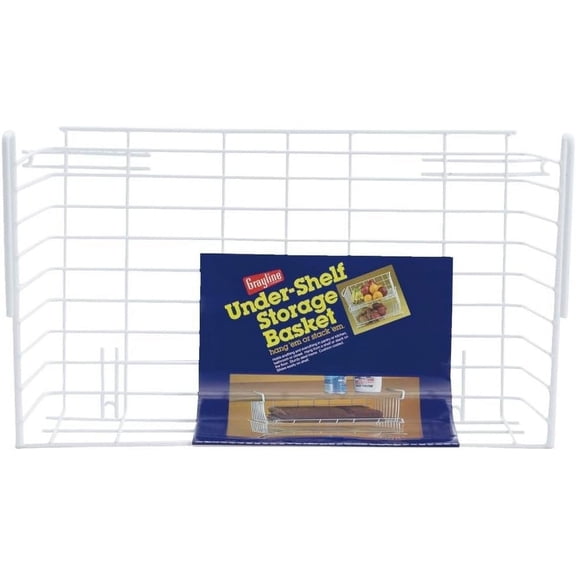Grayline 40606 17" X 10" X 6.25" White Vinyl Coated Wire Undershelf Basket