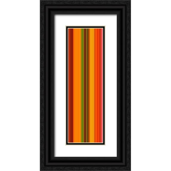 Grayscale 10x24 Black Ornate Wood Framed with Double Matting Museum Art Print Titled - Stripe Totem XXI