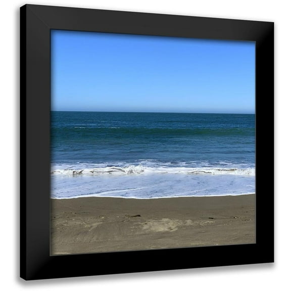 Grayscale 12x12 Black Modern Framed Museum Art Print Titled - Blue Beach II