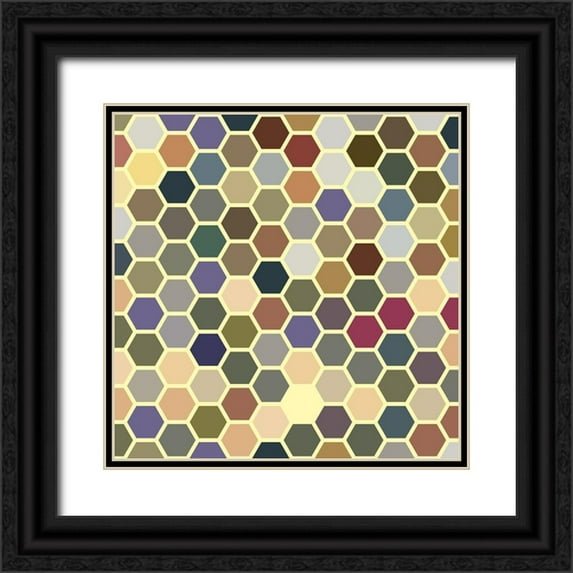 Grayscale 12x12 Black Ornate Wood Framed with Double Matting Museum Art Print Titled - Small Hive III