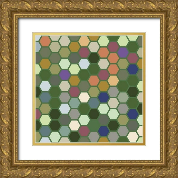 Grayscale 12x12 Gold Ornate Wood Framed with Double Matting Museum Art Print Titled - Small Hive X