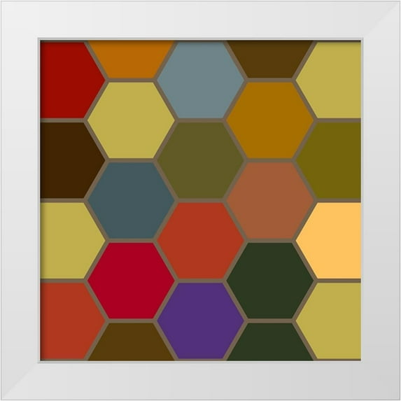 Grayscale 12x12 White Modern Wood Framed Museum Art Print Titled - Bright Hive VI