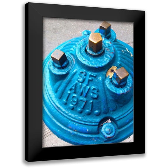 Grayscale 12x14 Black Modern Framed Museum Art Print Titled - Blue Fire Hydrant I