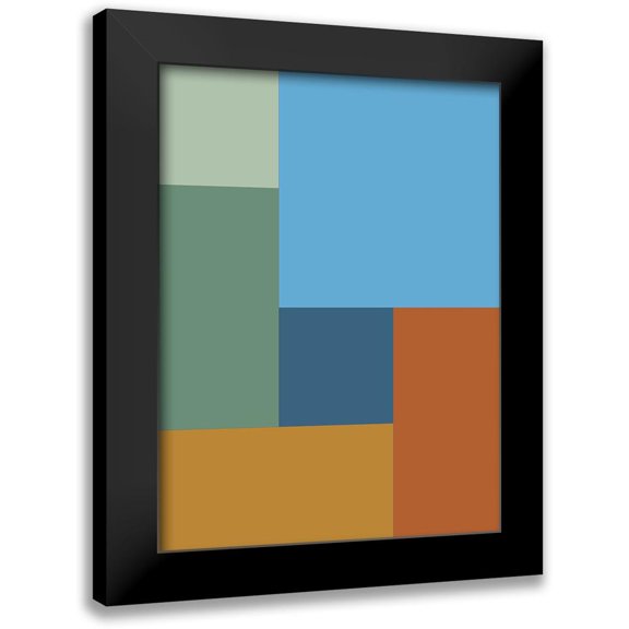 Grayscale 12x14 Black Modern Framed Museum Art Print Titled - Bright Blocks VI