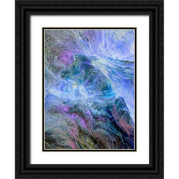 Grayscale 12x14 Black Ornate Wood Framed with Double Matting Museum Art Print Titled - Lava Storm I