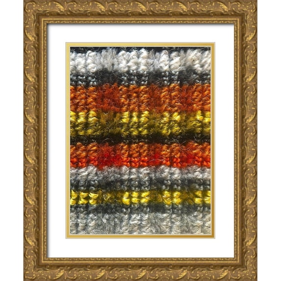 Grayscale 12x14 Gold Ornate Wood Framed with Double Matting Museum Art Print Titled - Fabric VI