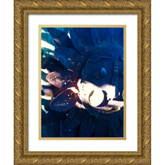 Grayscale 12x14 Gold Ornate Wood Framed with Double Matting Museum Art Print Titled - Sun Face