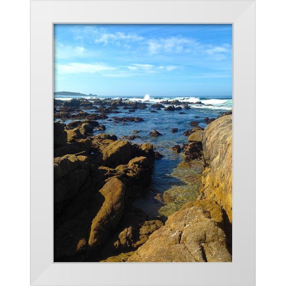 Grayscale 12x14 White Modern Wood Framed Museum Art Print Titled - Beach Rocks II