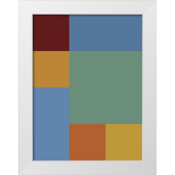 Grayscale 12x14 White Modern Wood Framed Museum Art Print Titled - Bright Blocks IX