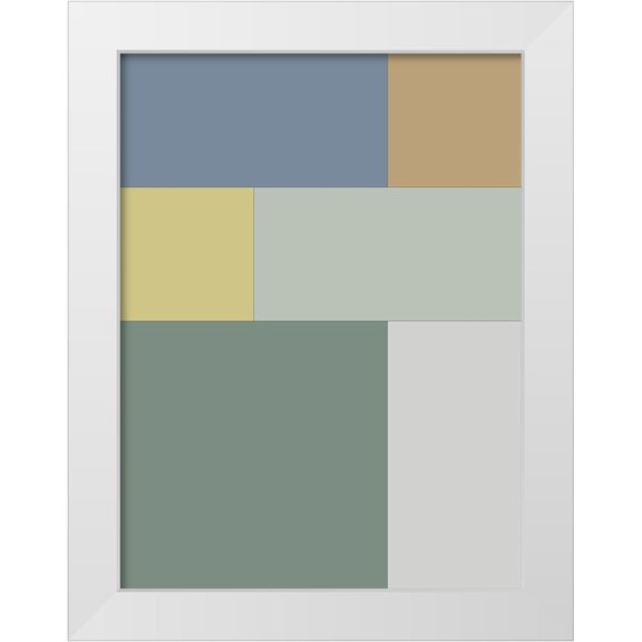 Grayscale 12x14 White Modern Wood Framed Museum Art Print Titled - Soft Blocks XII