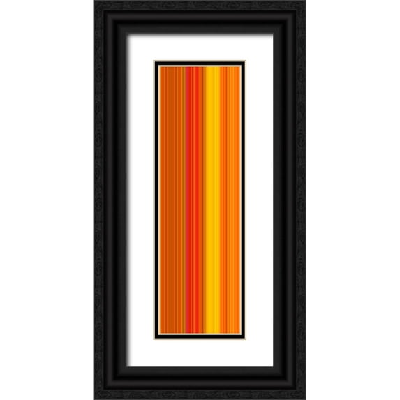 Grayscale 12x32 Black Ornate Wood Framed with Double Matting Museum Art Print Titled - Stripe Totem XIX
