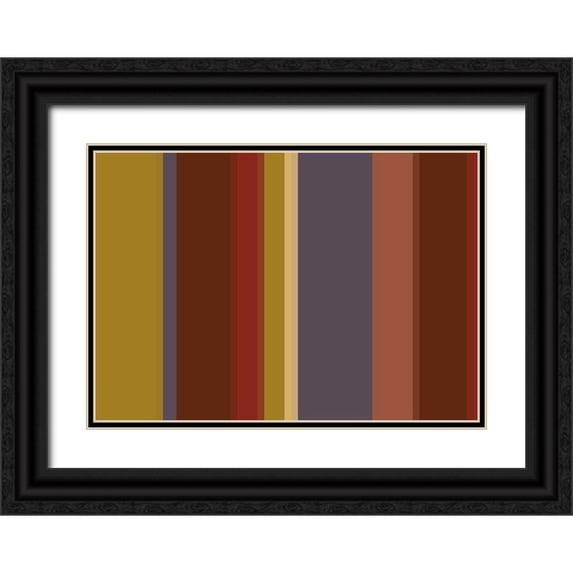 Grayscale 14x11 Black Ornate Wood Framed with Double Matting Museum Art Print Titled - Warm Stripes XI