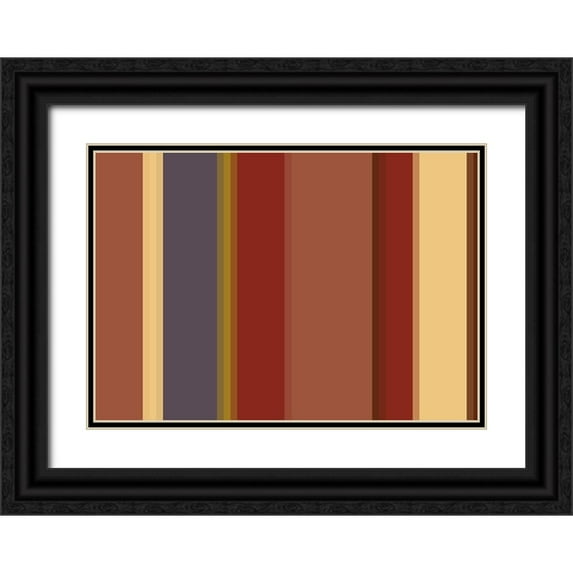 Grayscale 14x11 Black Ornate Wood Framed with Double Matting Museum Art Print Titled - Warm Stripes X