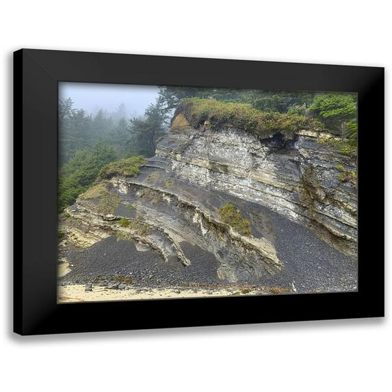 Grayscale 14x12 Black Modern Framed Museum Art Print Titled - Eroded Coast II