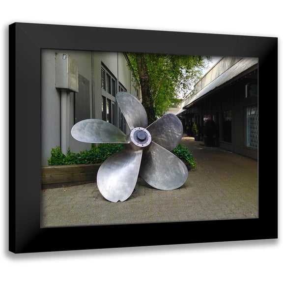 Grayscale 14x12 Black Modern Framed Museum Art Print Titled - Fan Blade
