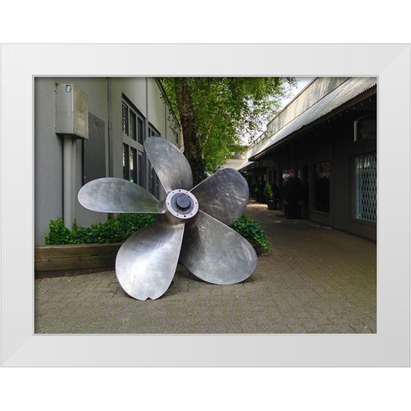 Grayscale 14x12 White Modern Wood Framed Museum Art Print Titled - Fan Blade