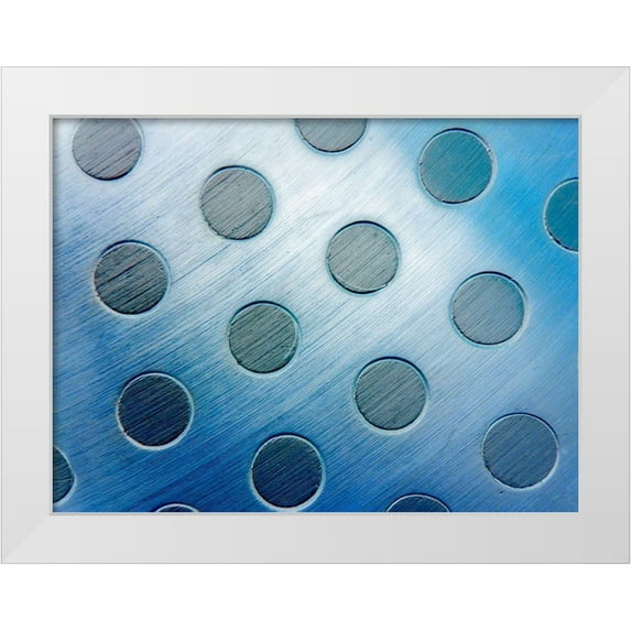 Grayscale 14x12 White Modern Wood Framed Museum Art Print Titled - Steel Dots II