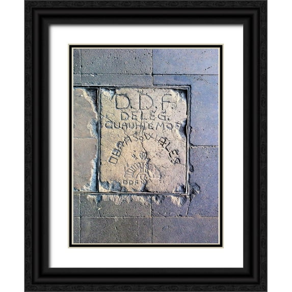 Grayscale 14x18 Black Ornate Wood Framed with Double Matting Museum Art Print Titled - Utility Cover IV