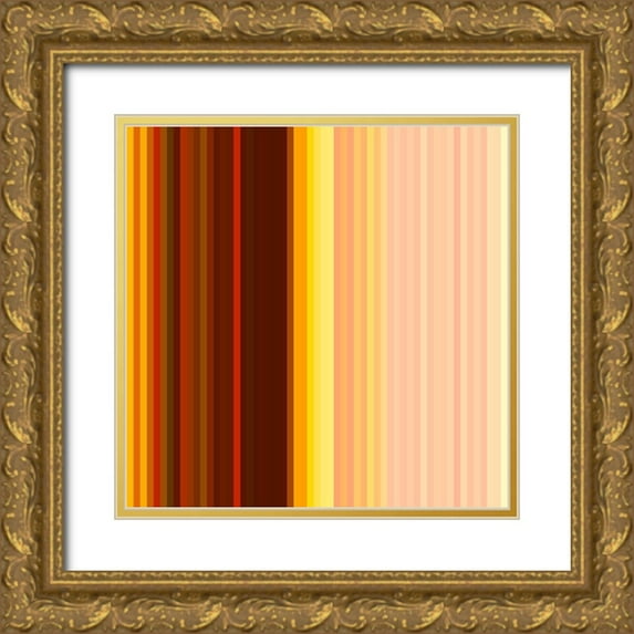 Grayscale 15x15 Gold Ornate Wood Framed with Double Matting Museum Art Print Titled - Pinstripes XXIII
