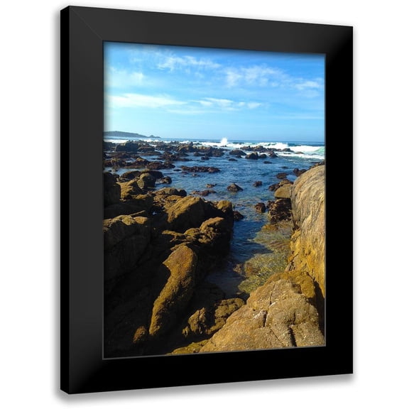 Grayscale 15x18 Black Modern Framed Museum Art Print Titled - Beach Rocks II