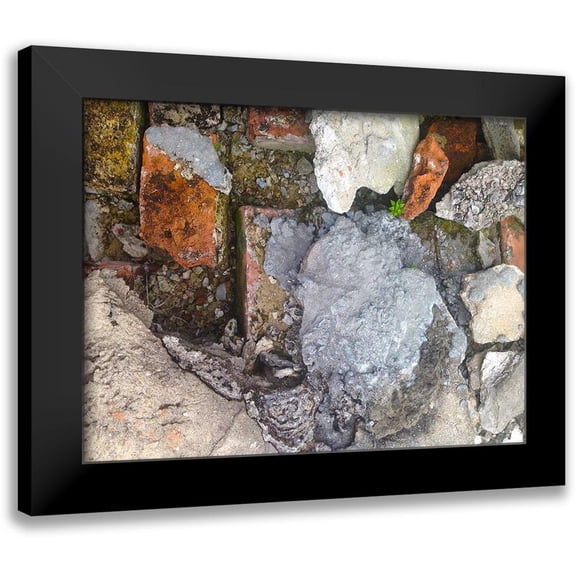 Grayscale 18x15 Black Modern Framed Museum Art Print Titled - Old Brick Wall I