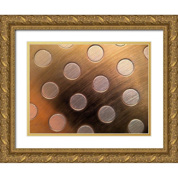Grayscale 18x15 Gold Ornate Wood Framed with Double Matting Museum Art Print Titled - Steel Dots I