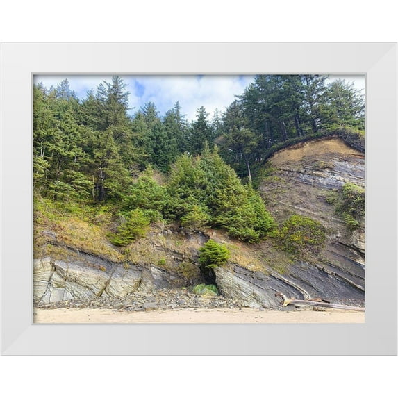 Grayscale 18x15 White Modern Wood Framed Museum Art Print Titled - Eroded Coast V