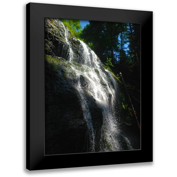 Grayscale 19x24 Black Modern Framed Museum Art Print Titled - Waterfall Light I